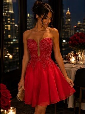 NWT Terani Couture Red Mini
